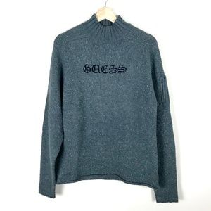 VINTAGE Guess Graphic Knitted Pullover Sweater - L